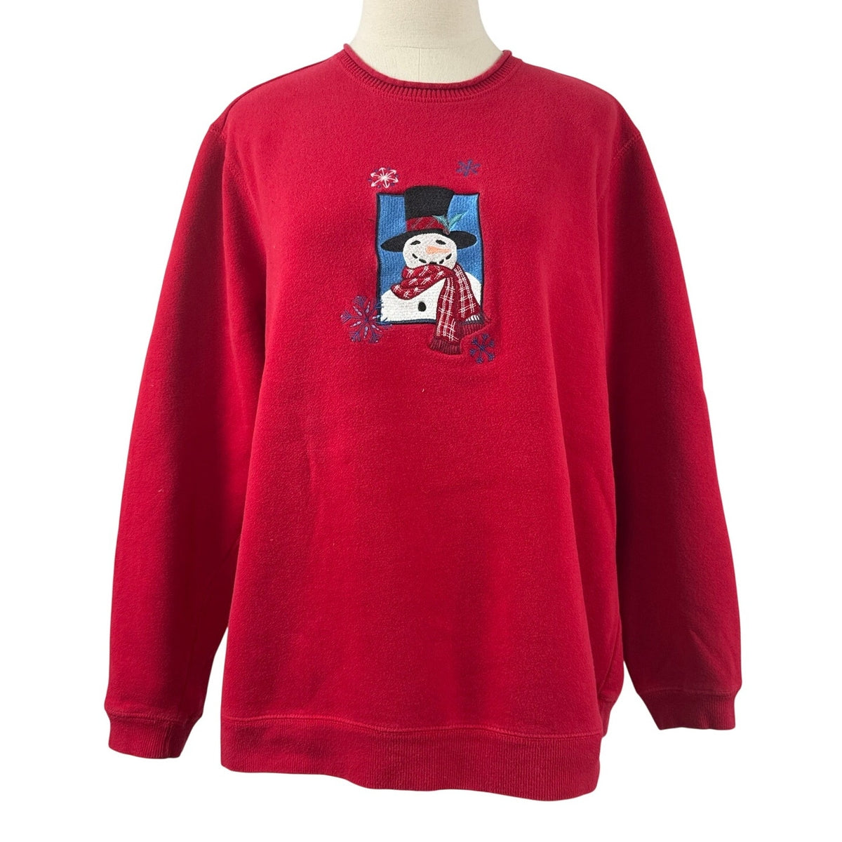 Vintage 80s Classic Elements Red Snowman Christmas Sweatshirt Womens 16–18W