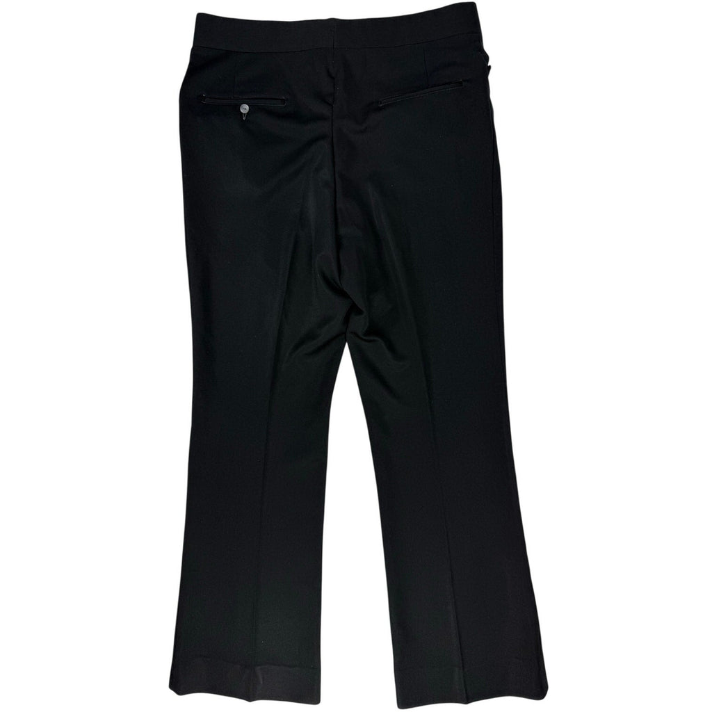 Vintage 1980s Mens Black Polyester Flat Front Dress Pants Slacks 34x31