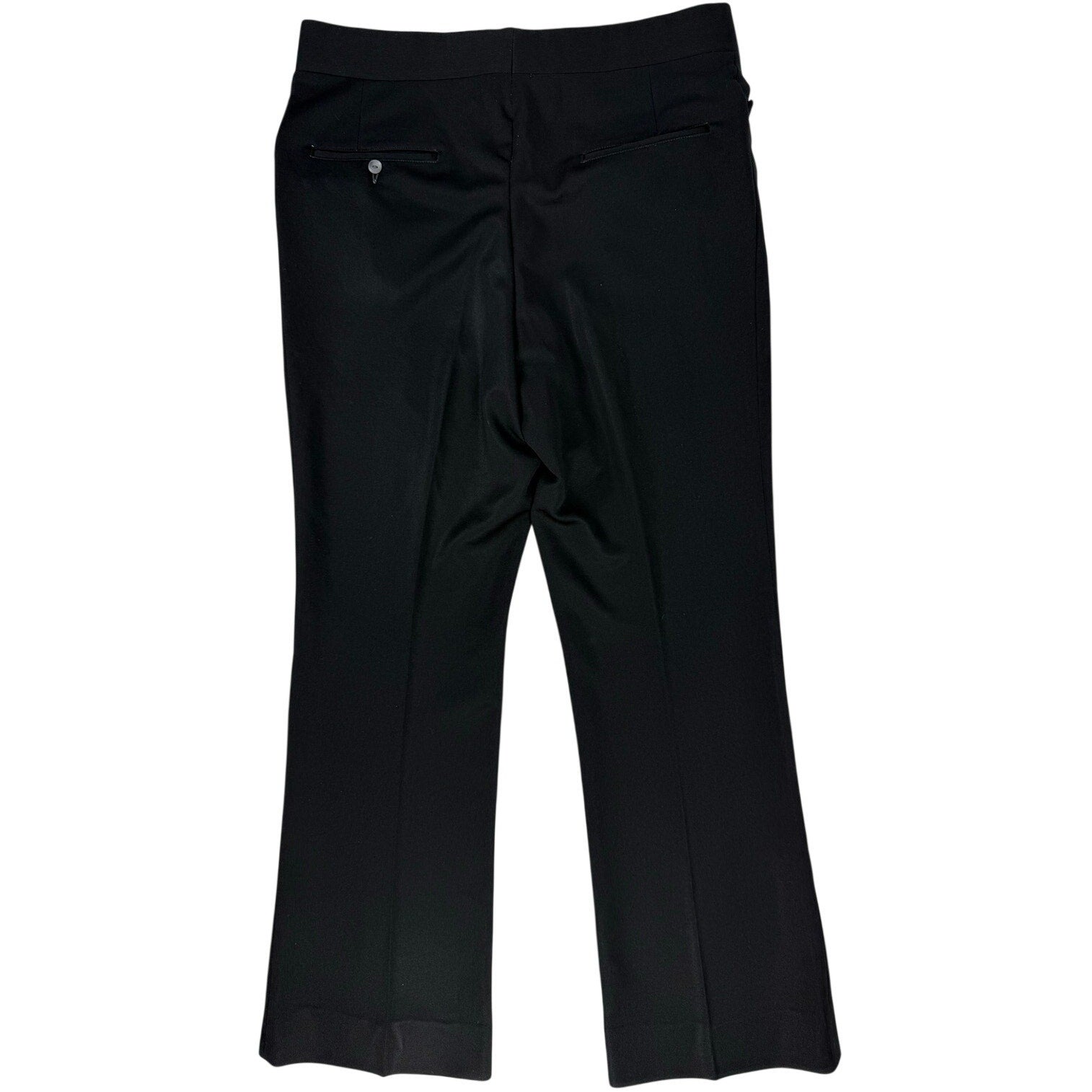 Vintage 1980s Mens Black Polyester Flat Front Dress Pants Slacks 34x31