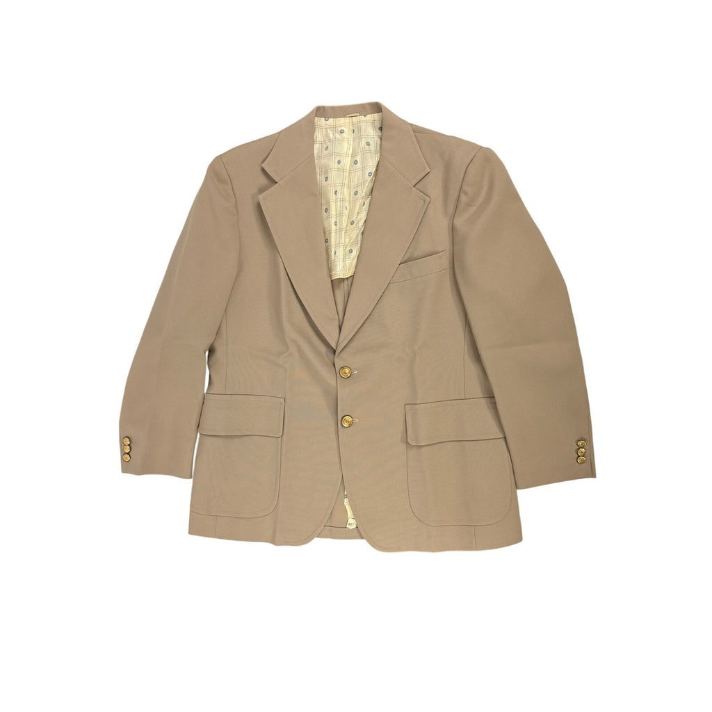 Vintage 70s The Classic Collection Tan Cream Gold Button Blazer Mens L