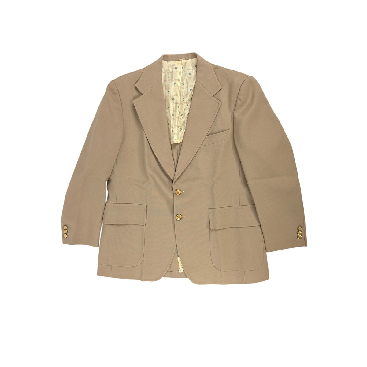 Vintage 70s The Classic Collection Tan Cream Gold Button Blazer Mens L