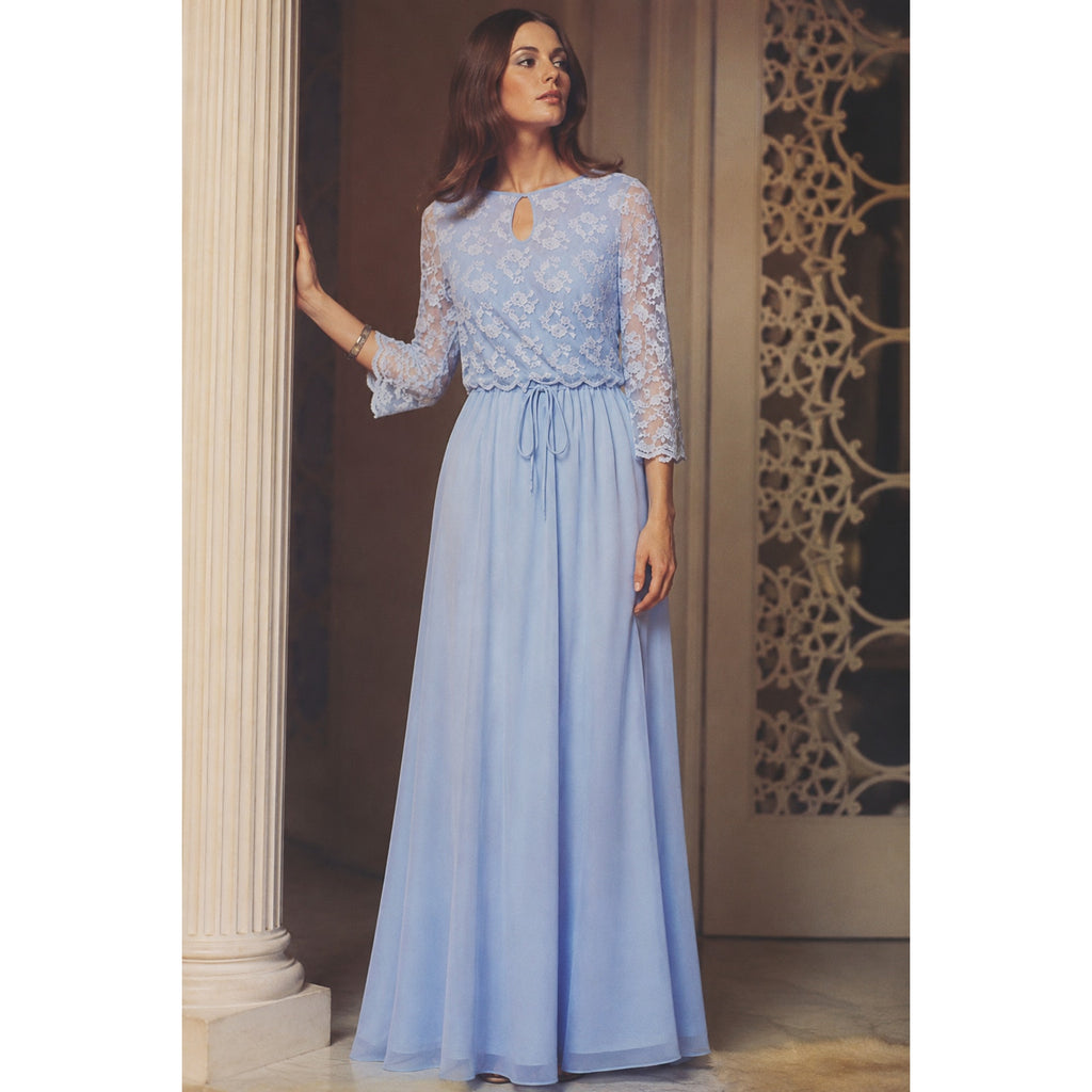 Vintage 70s Jerrie Lurie Blue Lace Maxi Dress Women's Small 6