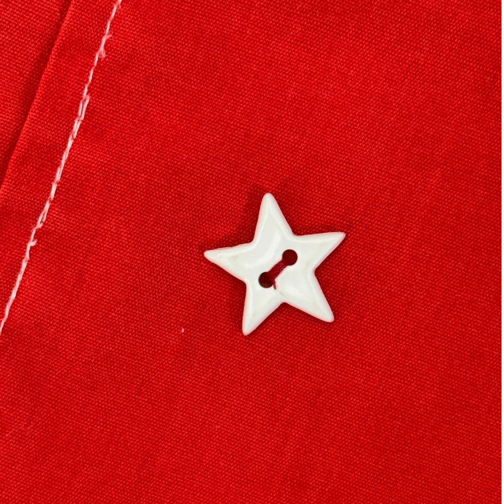 Vintage 70s Sears Red Smock Shirt Jacket Star Buttons Women's 42 Bust