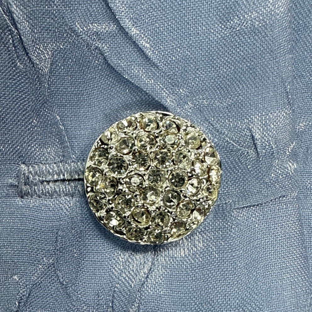 Vintage 80s Alex Lavender Skirt Suit Rhinestone Buttons Women’s Large USA