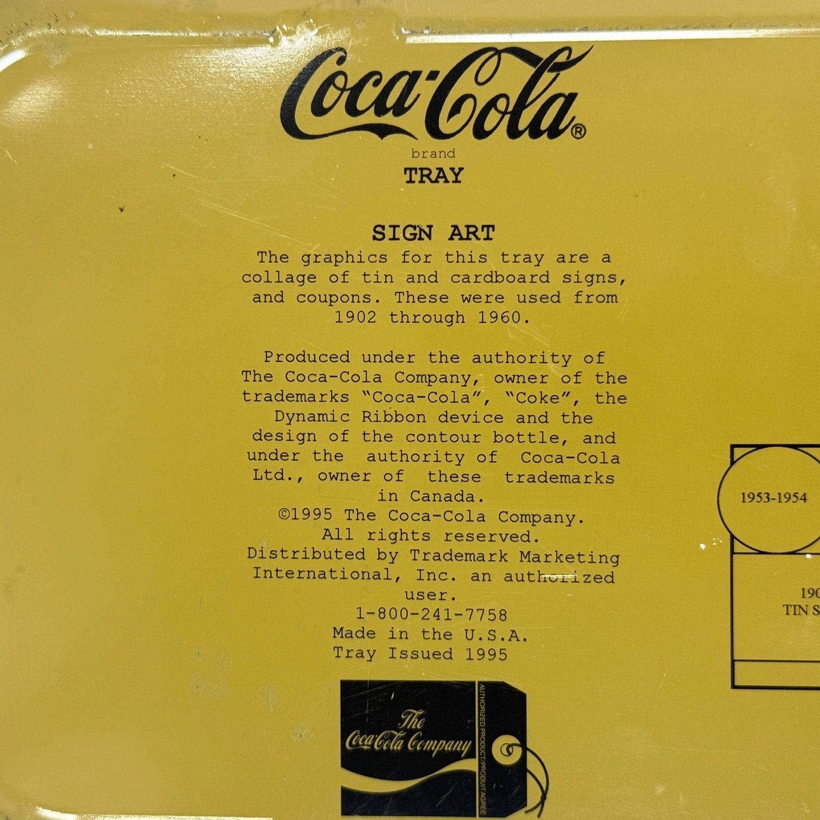 1995 Coca Cola Tin Serving Tray Vintage Soda Shop Advertising USA