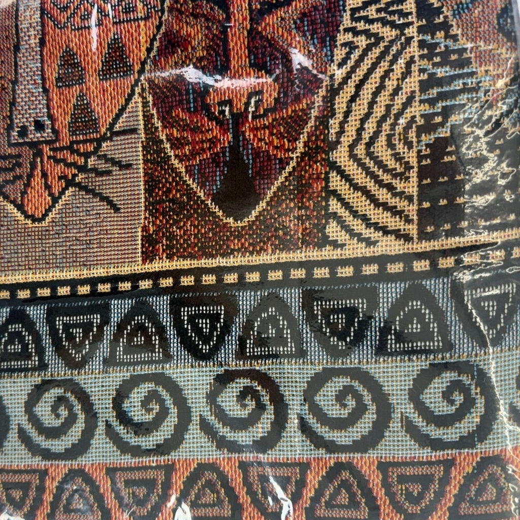 Vintage 90s Brentwood Originals Native Cat Throw Blanket 50x60 Acrylic India New