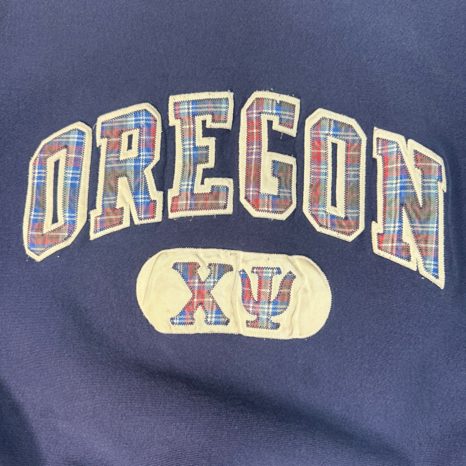 Vintage 90s Lee Oregon Sweatshirt Men’s 2XL Blue Plaid Logo Crewneck