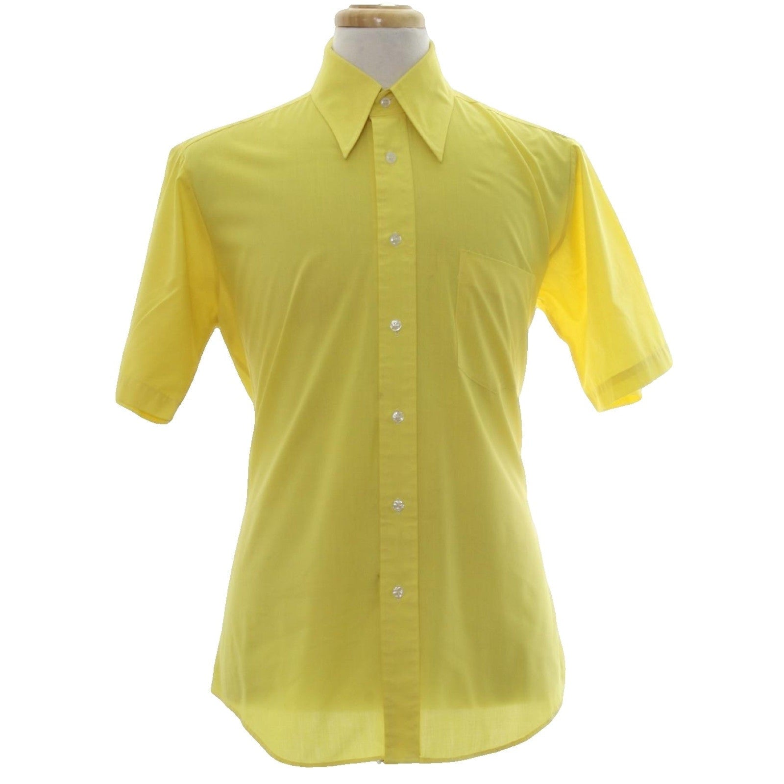 Vintage 70s Alexanders Yellow Short Sleeve Point Collar Shirt Men's Medium