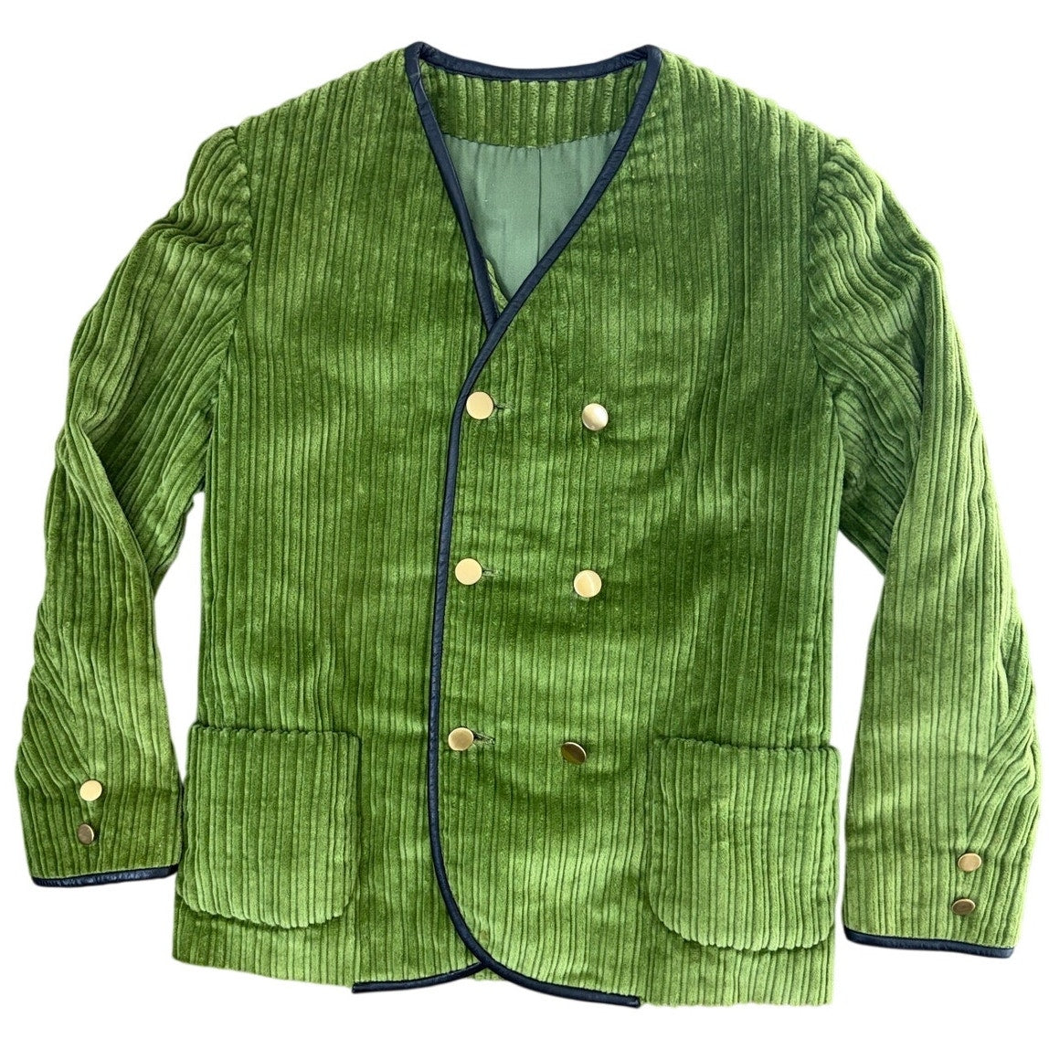 Vintage 90s Ellen Bauer Green Corduroy Double Breasted Mod Jacket