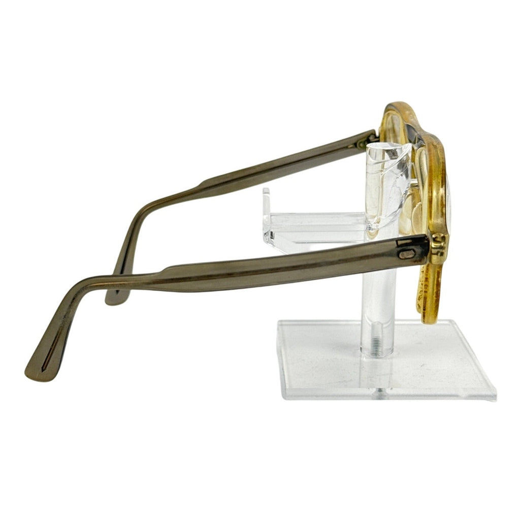 Vintage 1970s Olive Green Yellow Double Bridge Eyeglasses Frame 5.5”