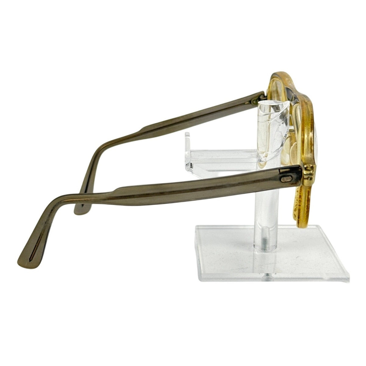 Vintage 1970s Olive Green Yellow Double Bridge Eyeglasses Frame 5.5”
