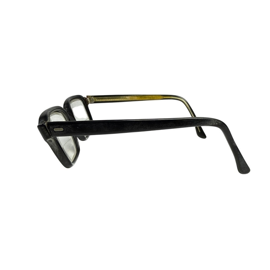 Vintage 50s American Optical Black Gold Browline Eyeglasses Size 6