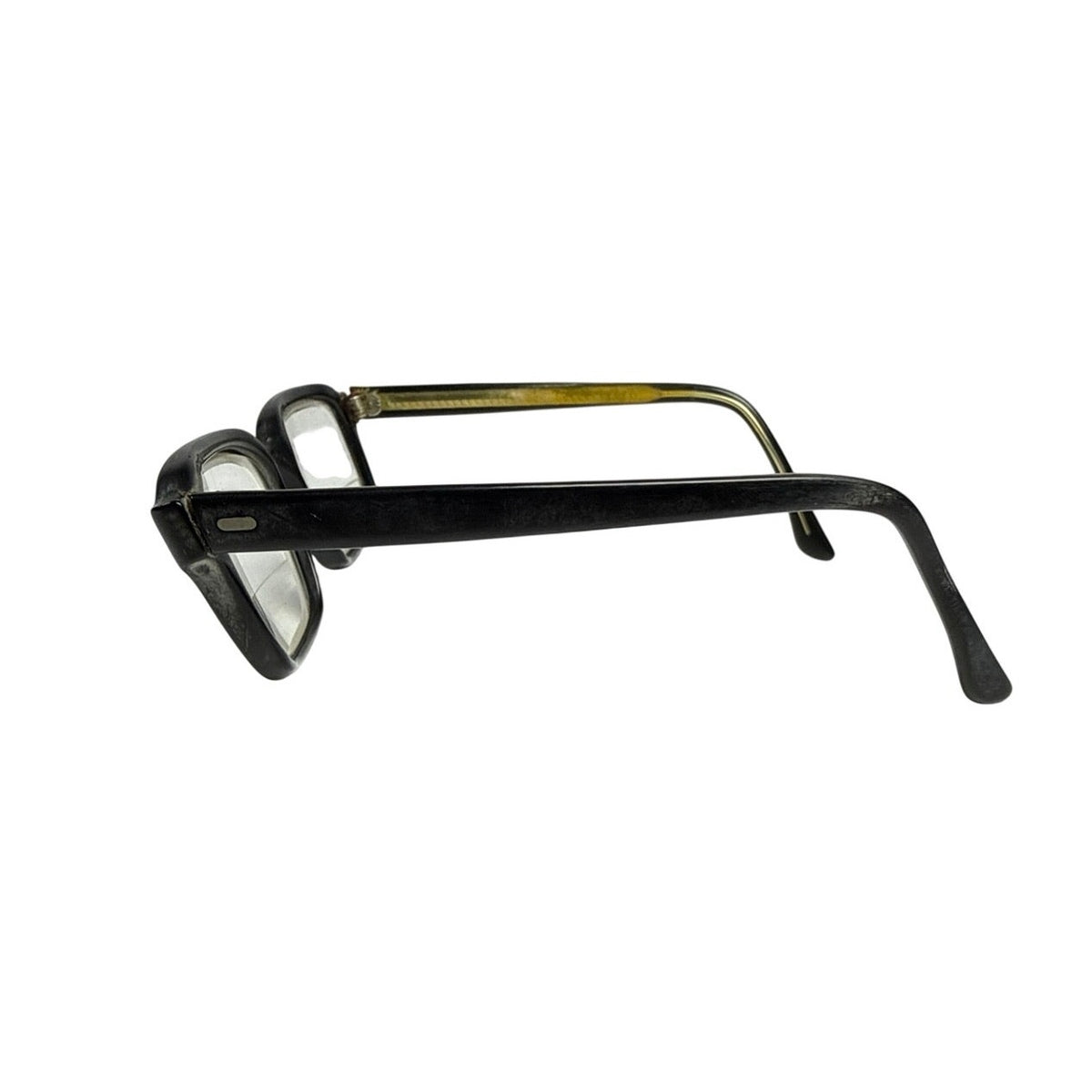 Vintage 50s American Optical Black Gold Browline Eyeglasses Size 6