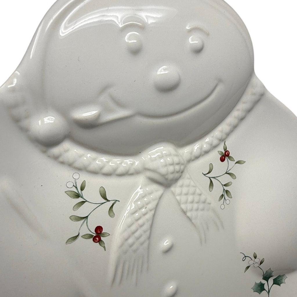 Vintage 90s Pfaltzgraff Snowman Serving Platter Christmas Holiday Plate USA 11"