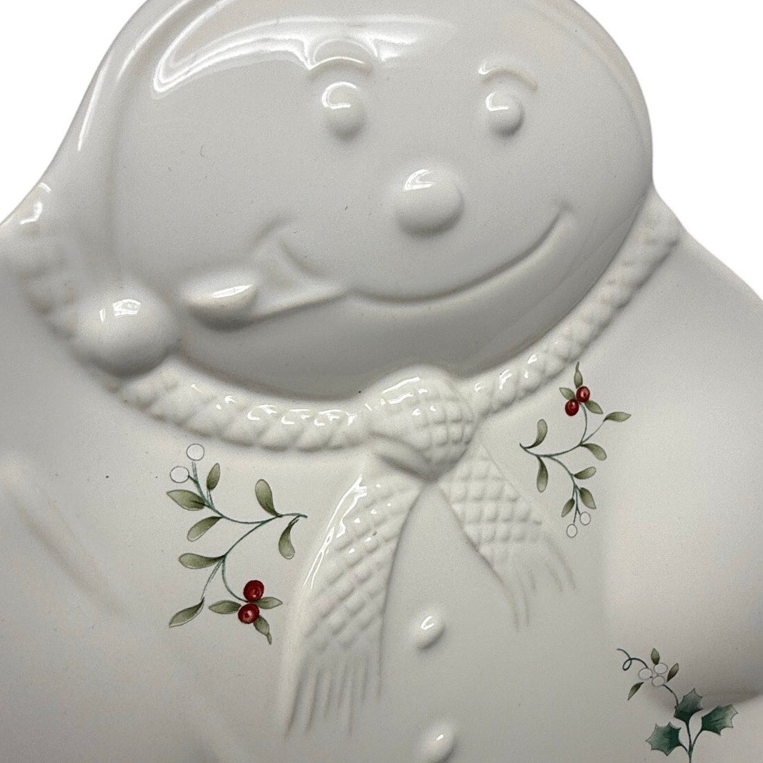 Vintage 90s Pfaltzgraff Snowman Serving Platter Christmas Holiday Plate USA 11"