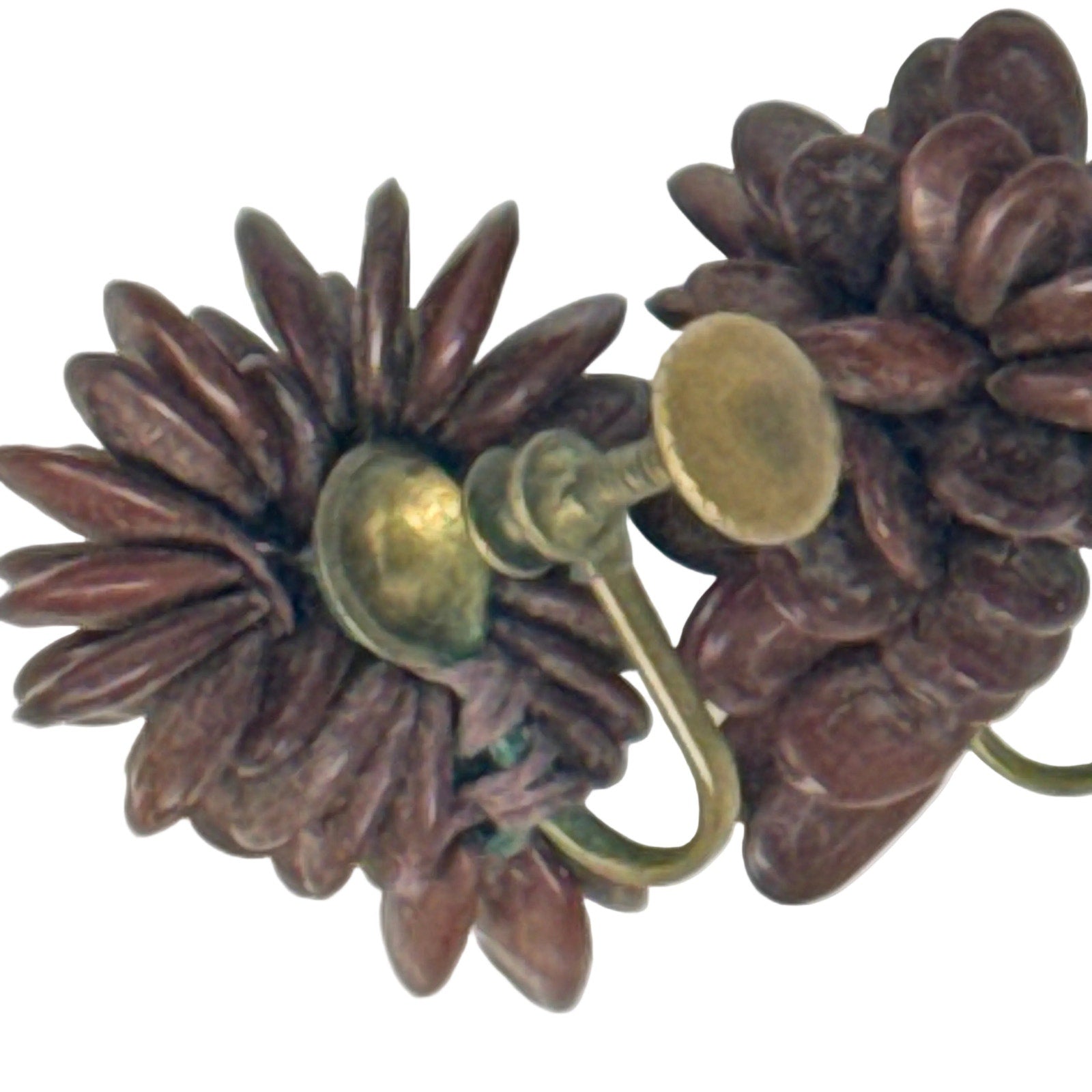 Vintage 50s Screw Back Earrings Brown Seed Cluster Mid Century