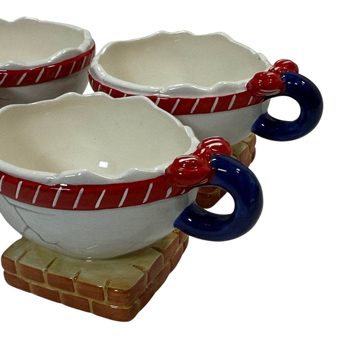 Vintage 90s Tea Set Humpty Dumpty Teapot & 4 Cups Set w/ Box Hand Painted