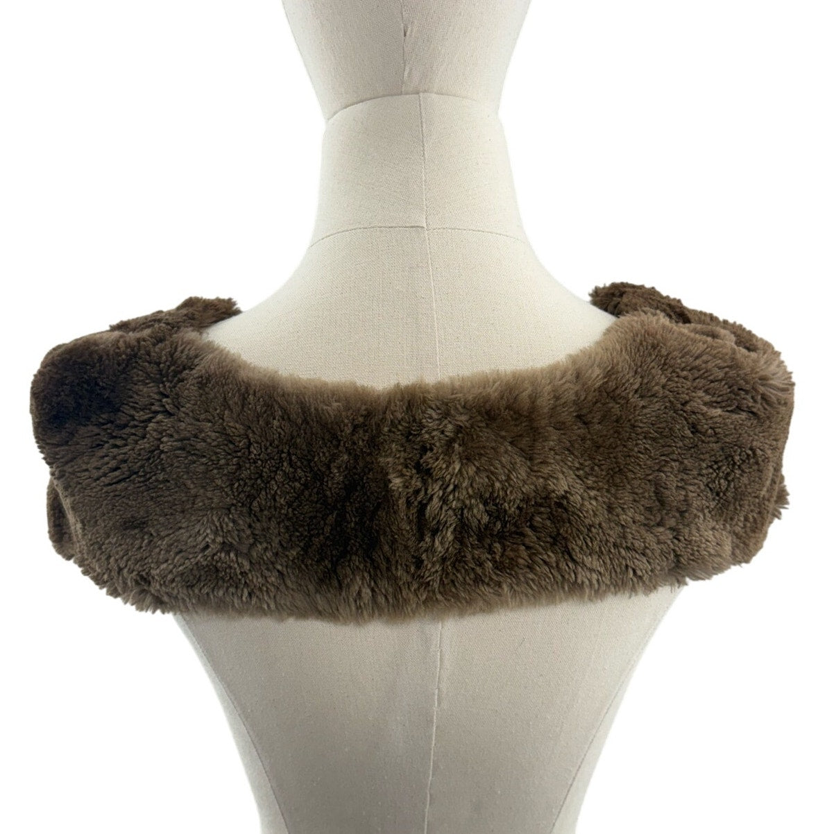 Vintage 60s Brown Fur Collar Capelet Wrap Hook Closure 16"