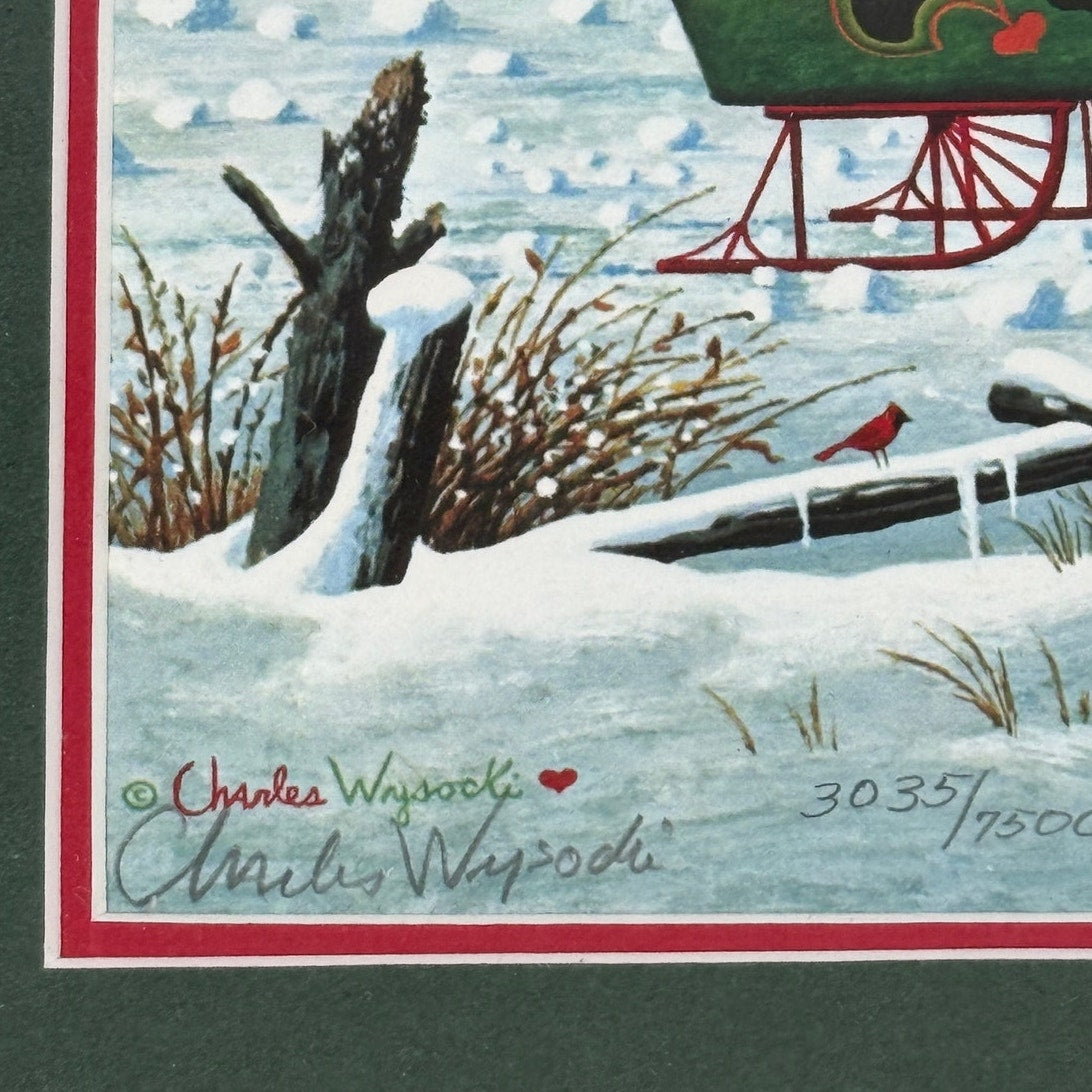 Vintage 1987 Charles Wysocki Christmas Village Framed Print 3035/7500
