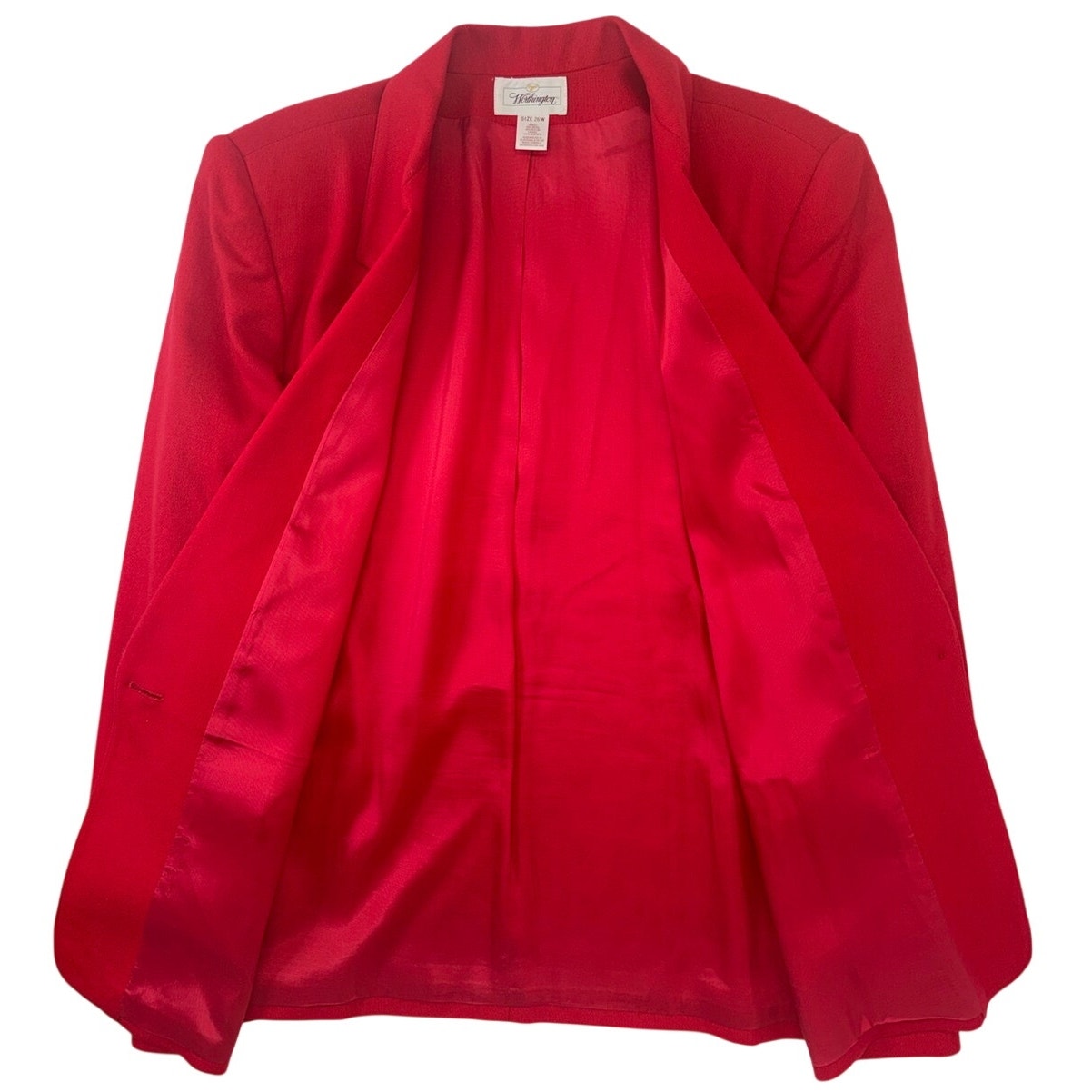 Vintage 80s Worthington Red Wool Blend Blazer Gold Button Plus Size 26W