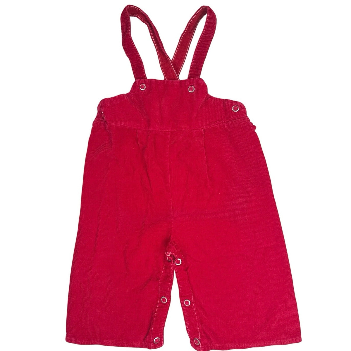 Vintage 1950s Baby Red Corduroy Bib Overalls Snap Crotch 1-3 Months