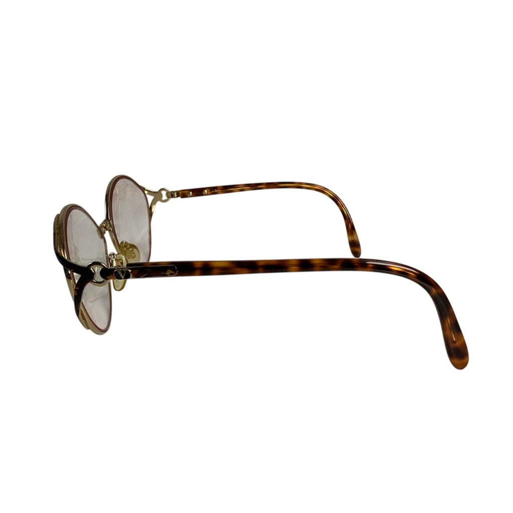 Vintage 90s Valentino Garavani Gold Tortoise Oval Sunglasses 58-14