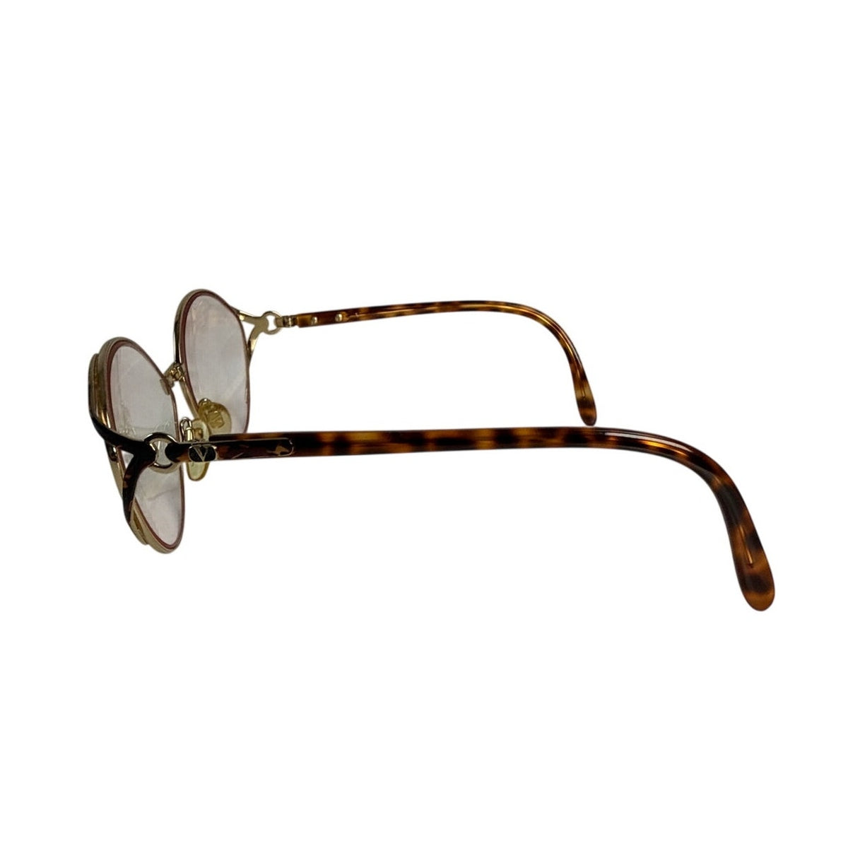 Vintage 90s Valentino Garavani Gold Tortoise Oval Sunglasses 58-14