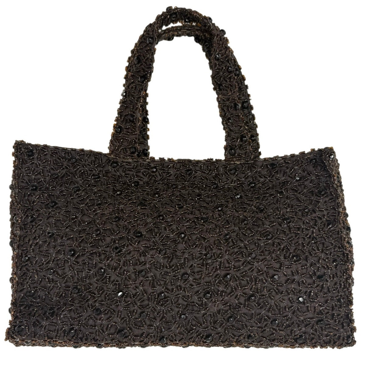 Vintage 90s Pierre Urbach Brown Beaded Evening Handbag Purse
