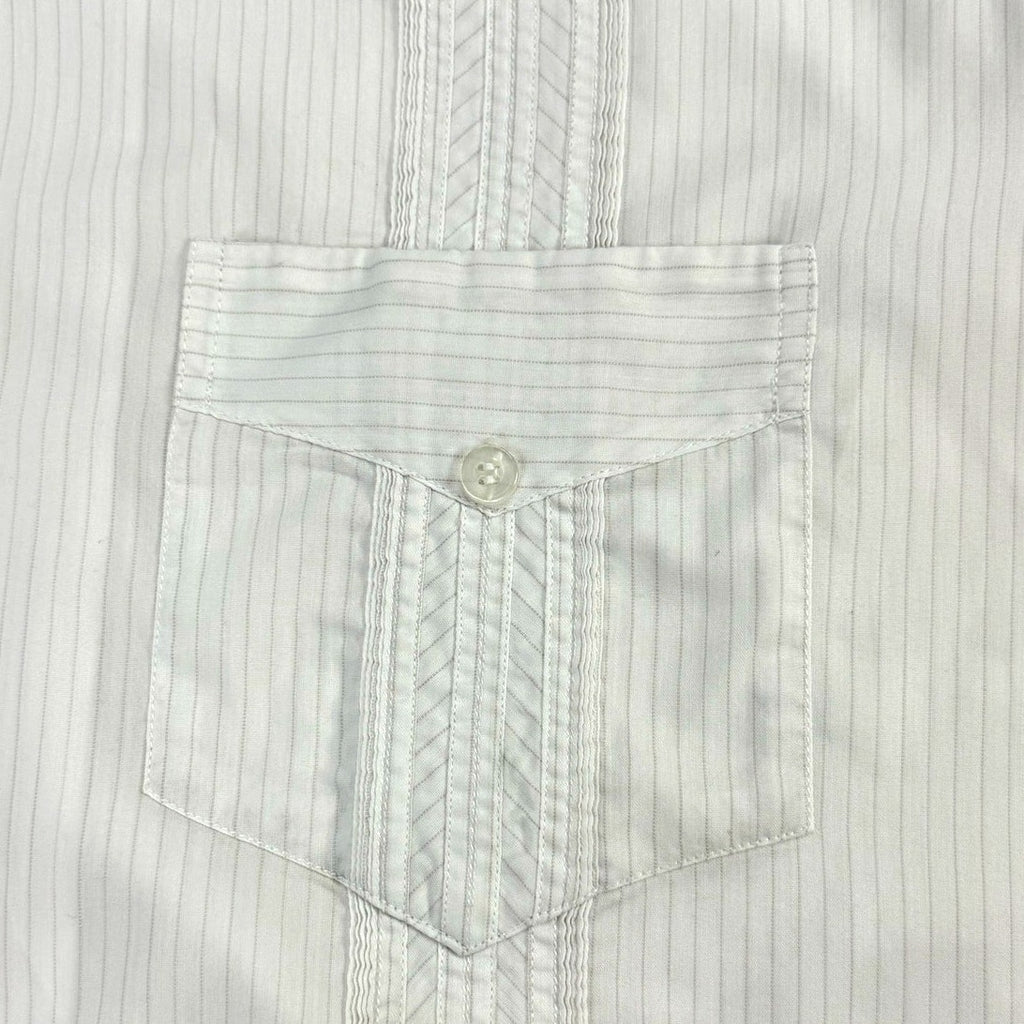 Vintage 80s White Guayabera Shirt Mens XL 4 Pocket Pintuck Mexico