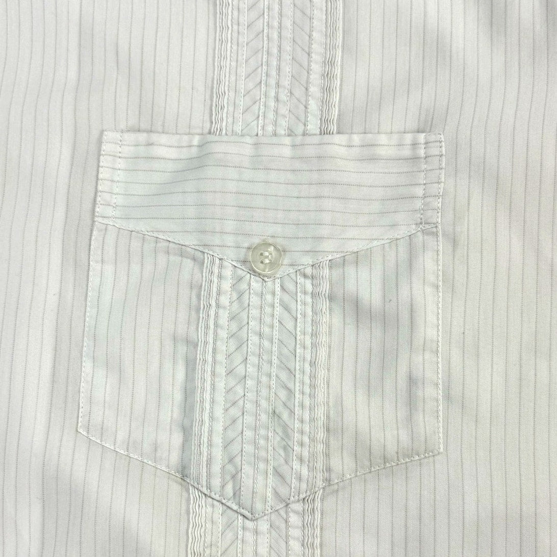 Vintage 80s White Guayabera Shirt Mens XL 4 Pocket Pintuck Mexico