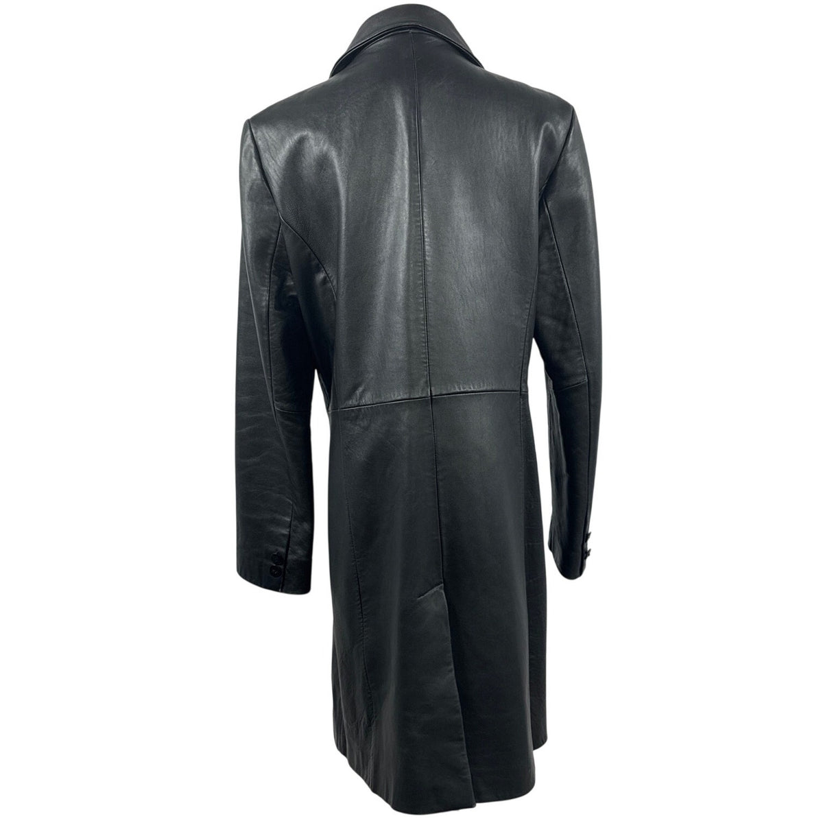 Vintage 90s Juliette Michelle by Adler Black Leather Trench Coat Women's Medium