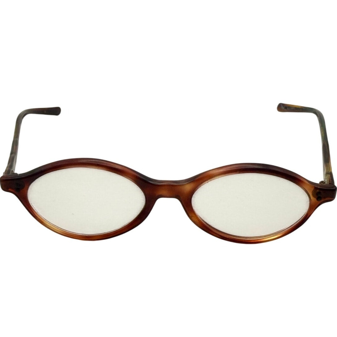 Vintage May 6 Oval Eyeglass Frames Tortoise Brown Wire Temple Glasses