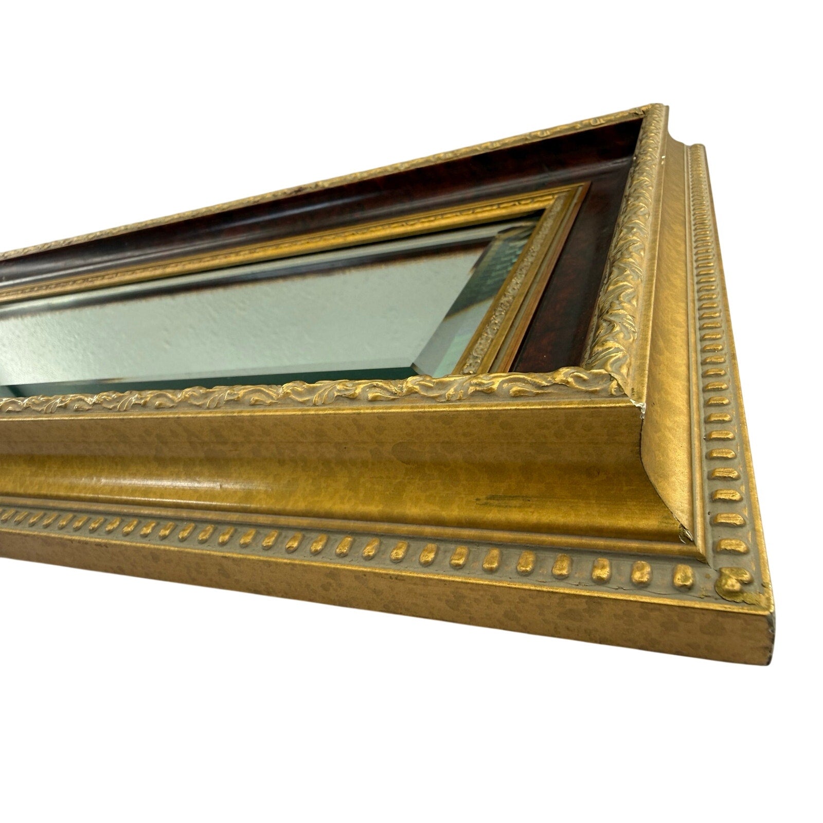 Vintage 90s Bombay Co Fox Hunt Wall Mirror 36” Gold Framed Hanging Vanity