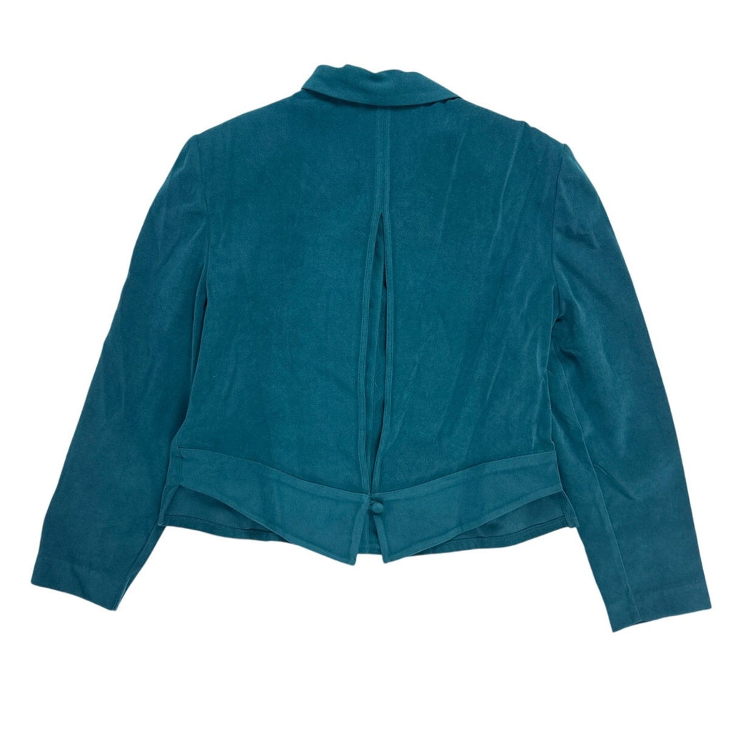 Vintage 90s Karin Stevens Teal Faux Suede Dress Jacket Set Size 14 Women's Large