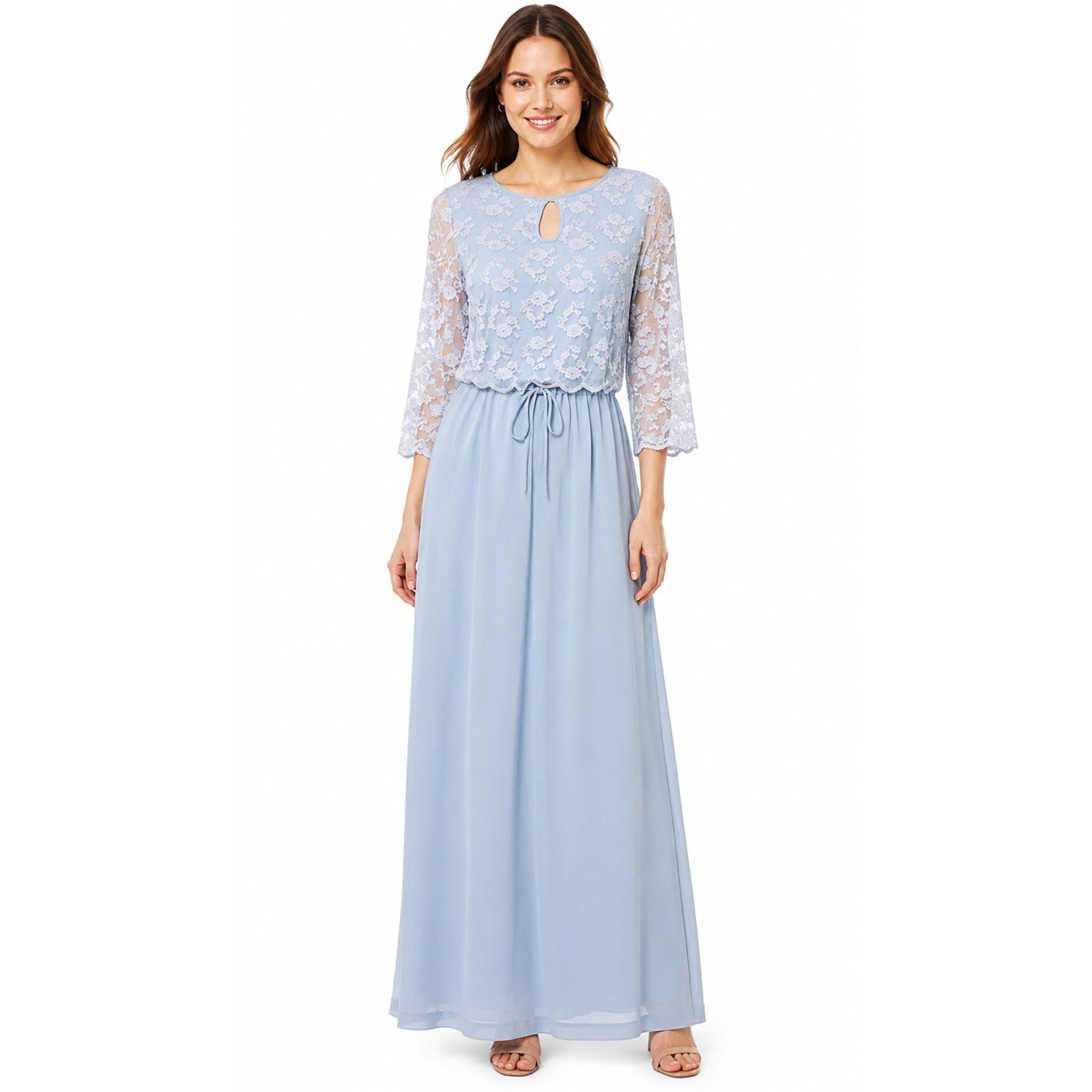 Vintage 70s Jerrie Lurie Blue Lace Maxi Dress Women's Small 6