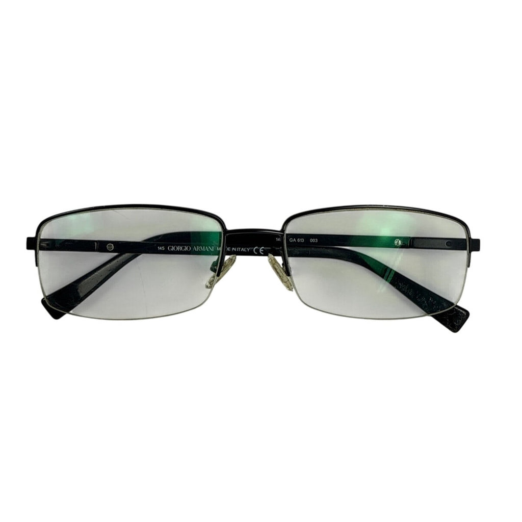 Vintage 90s Giorgio Armani GA 613 003 Black Semi Rimless Eyeglass Frames Italy 145mm
