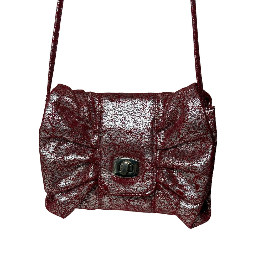 Retro L.A. Express Pink Metallic Silver Ruched Crossbody Bag 7x6 Small Purse