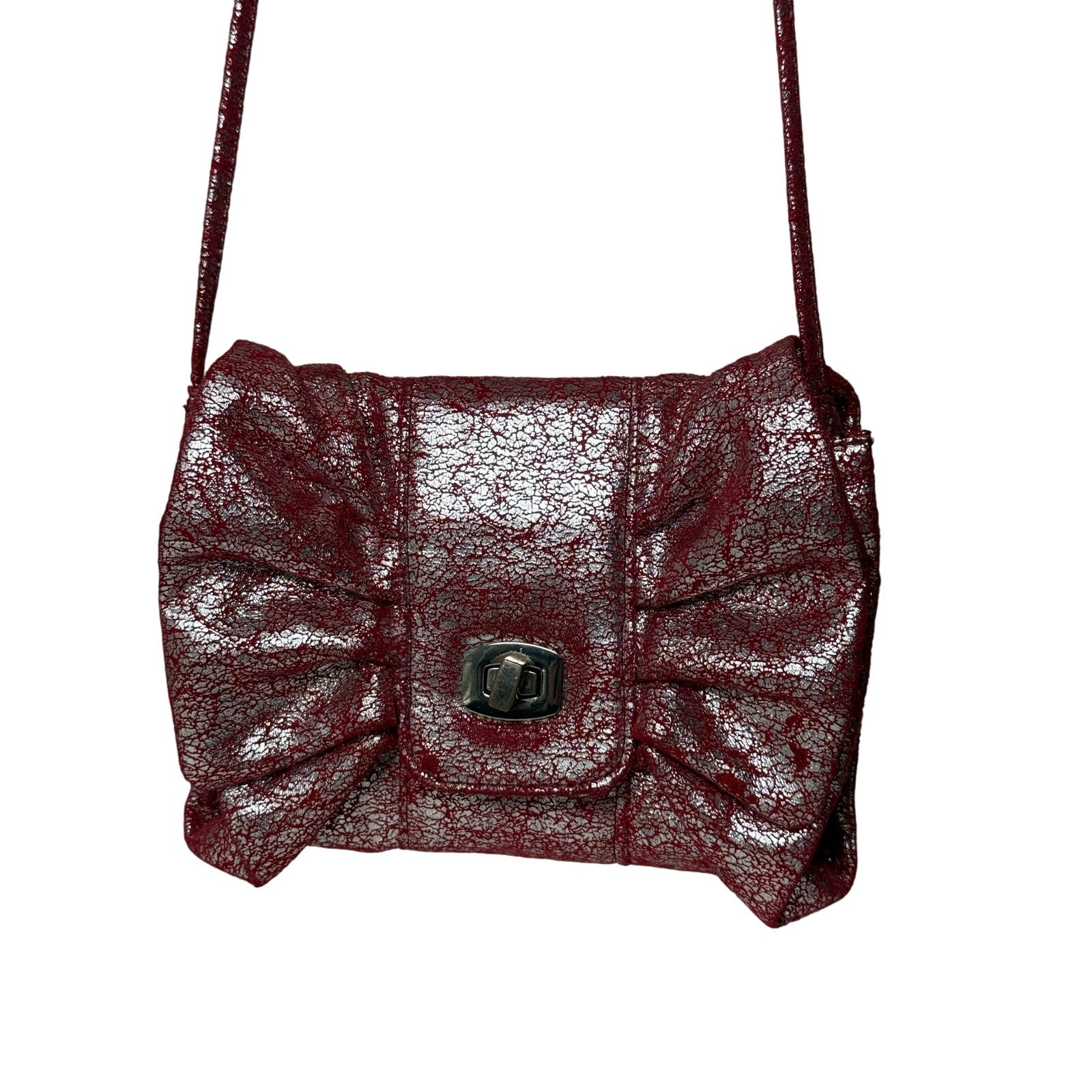 Retro L.A. Express Pink Metallic Silver Ruched Crossbody Bag 7x6 Small Purse