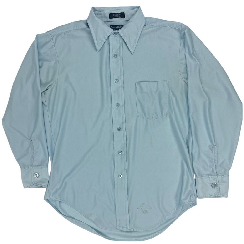 Vintage 70s Career Club Baby Blue Qiana Nylon Disco Shirt Mens Large