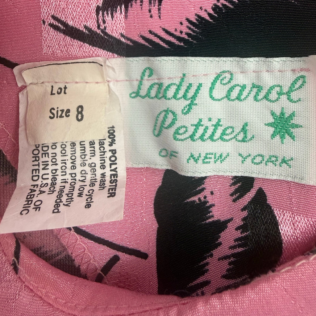 Vintage 80s Women's Petite 8P Dress Lady Carol Pink Floral Elastic Waist