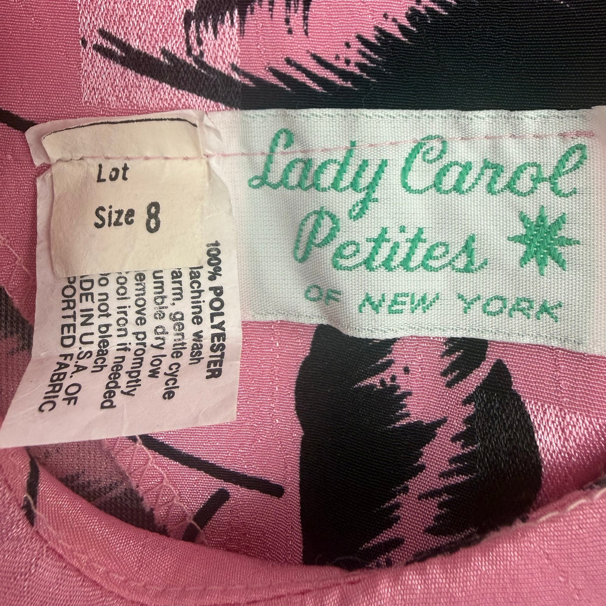 Vintage 80s Women's Petite 8P Dress Lady Carol Pink Floral Elastic Waist