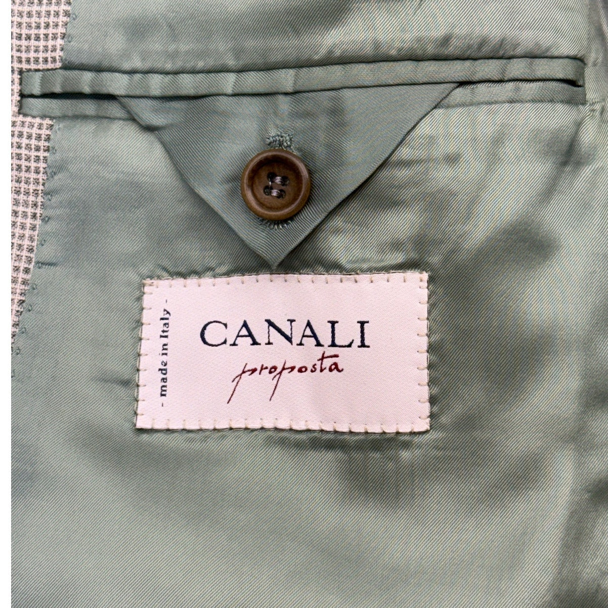Canali Proposta Italy Blazer Gray Green Men's 44 Wool Suit Jacket