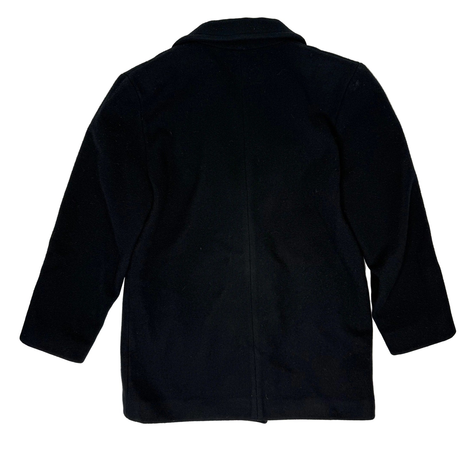 Vintage 90s Black Wool Pea Coat Double Breasted Women’s Medium Leslie Fay