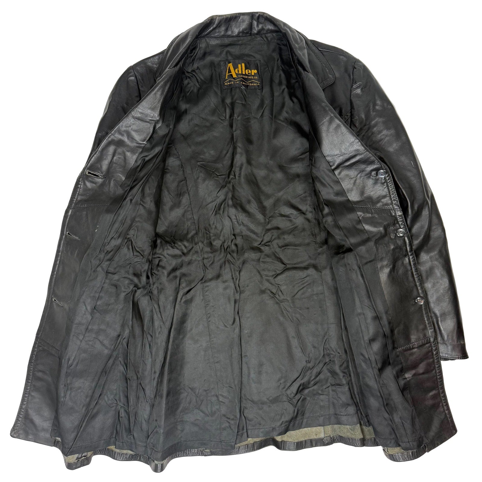 Vintage 70s Adler Women's Small Black Leather Jacket Trench Style