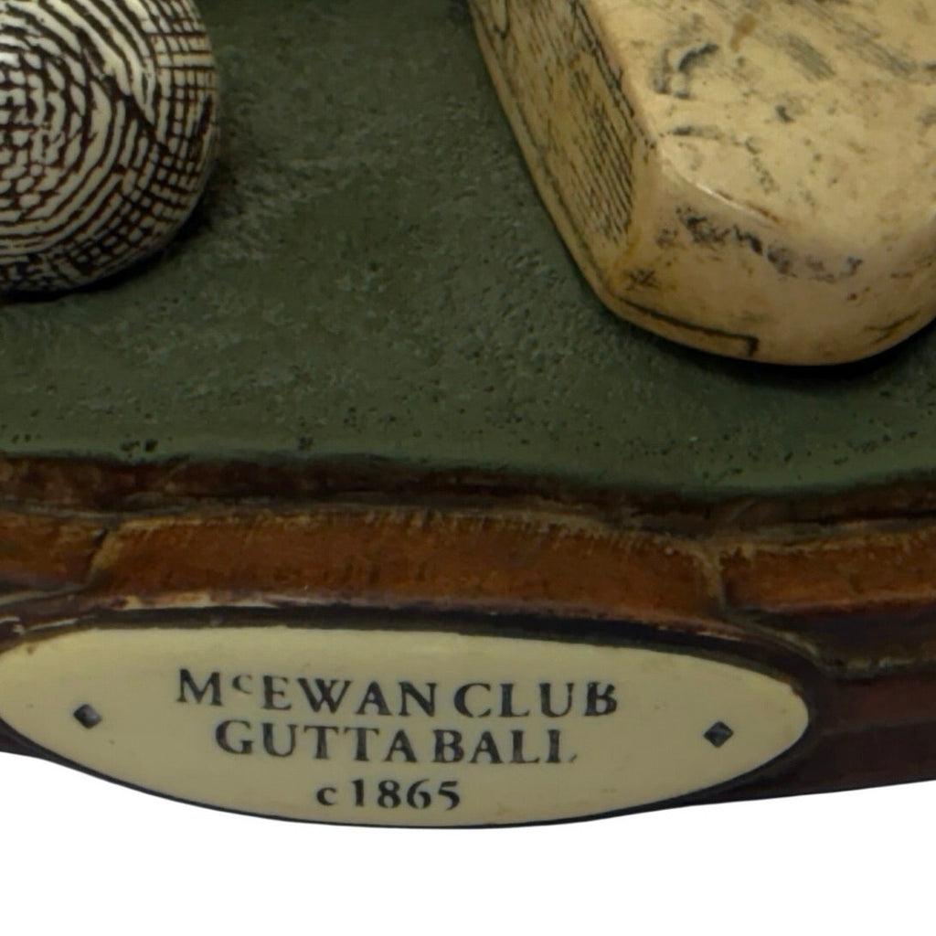 Vintage 90s McEwan Club Guttaball Golf Bookend Wood Display