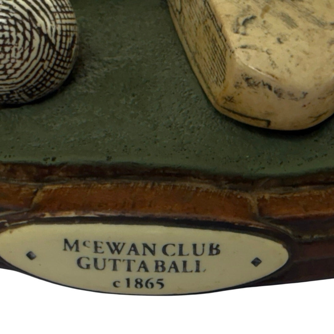 Vintage 90s McEwan Club Guttaball Golf Bookend Wood Display