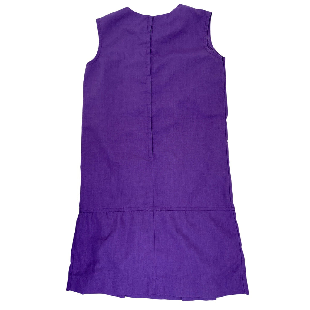 Vintage 1960s Purple Shift Dress Sleeveless Mod Cotton Blend Women's Medium