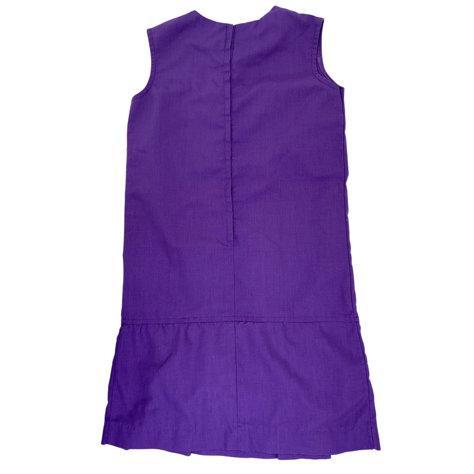 Vintage 1960s Purple Shift Dress Sleeveless Mod Cotton Blend Women's Medium