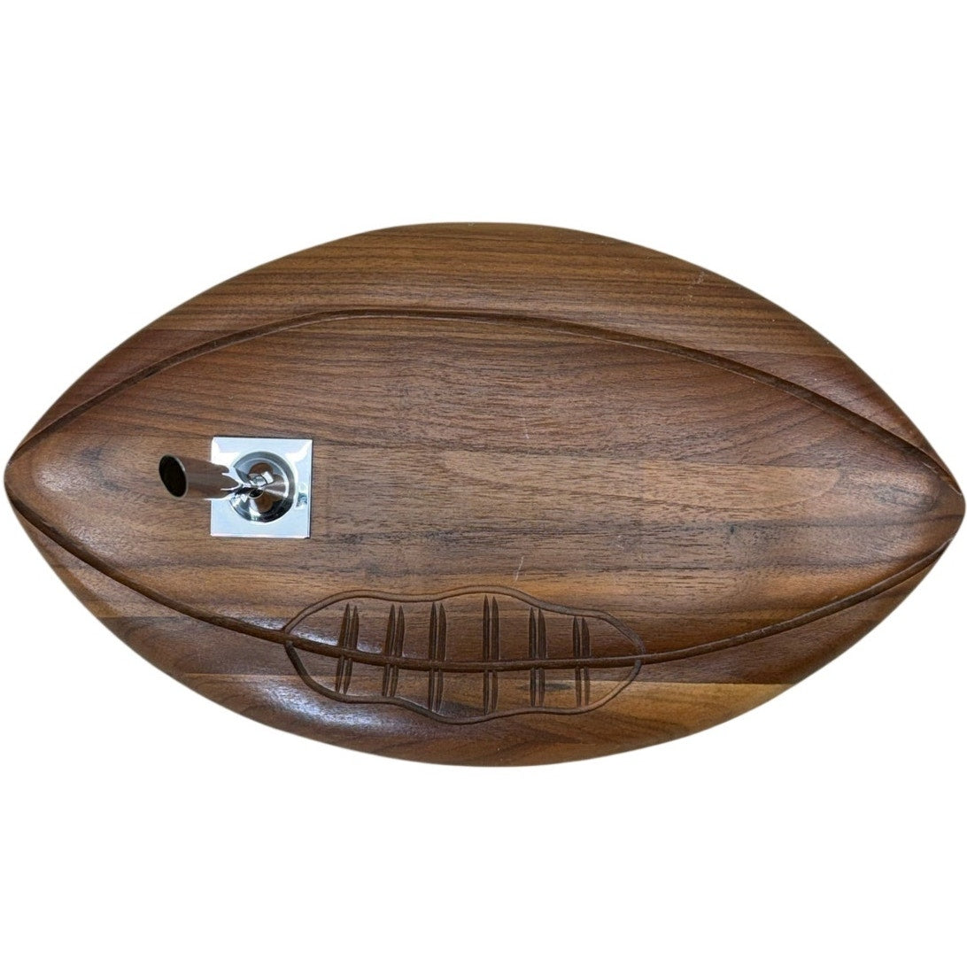 Vintage 60s Desk Pen Holder Football Decor Fame Walnut Wood 11.5"