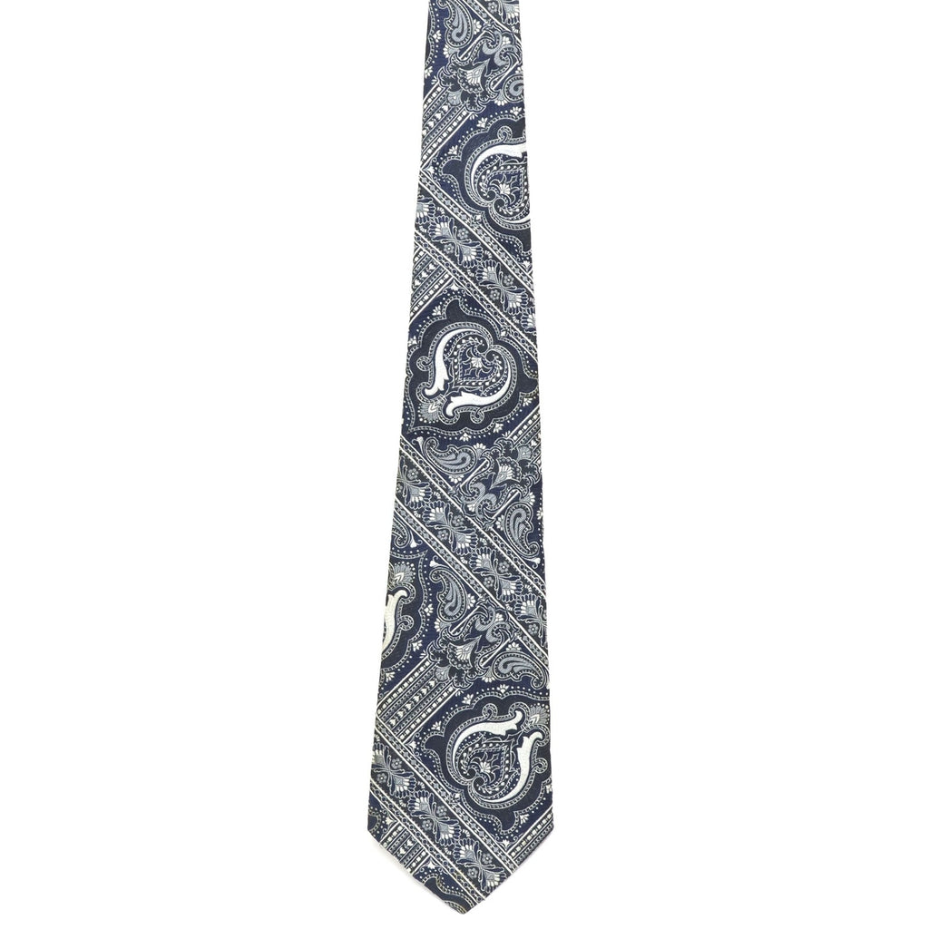 Vintage 1970s Marmer of California Navy Paisley Fleur-de-Lis Tie 54”
